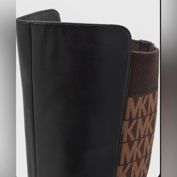 MICHAEL Michael Kors Michael Kors Ridley Leather and Logo Jacquard Knee Boot - Picture 6 of 6